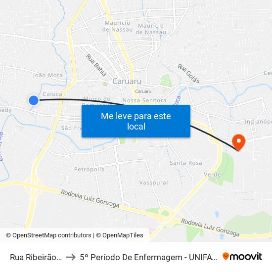 Rua Ribeirão, 340 to 5º Período De Enfermagem - UNIFAVIP I Devry map