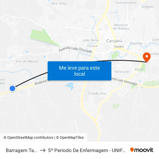 Barragem Taquara to 5º Período De Enfermagem - UNIFAVIP I Devry map