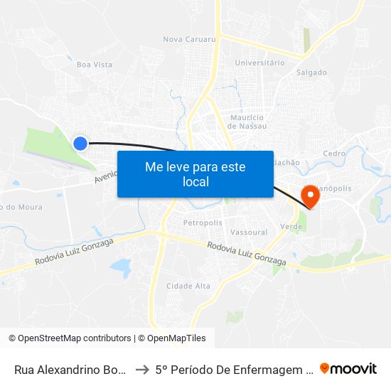 Rua Alexandrino Boa Ventura, 800 to 5º Período De Enfermagem - UNIFAVIP I Devry map