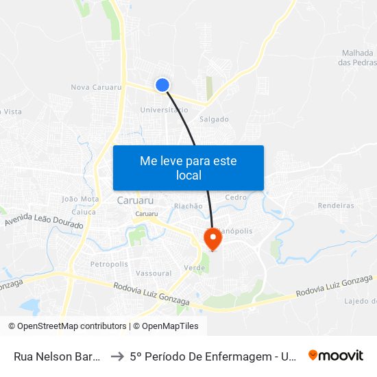 Rua Nelson Barbalho, 10 to 5º Período De Enfermagem - UNIFAVIP I Devry map