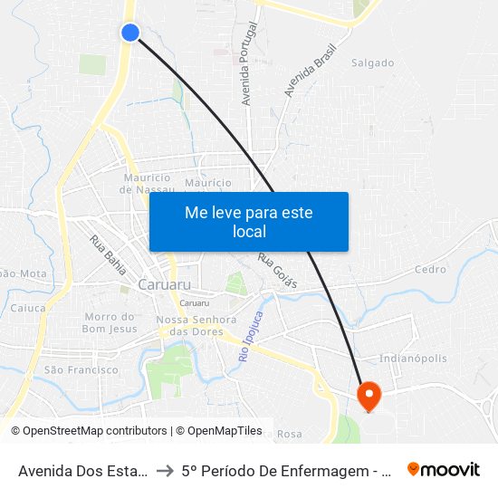 Avenida Dos Estados, 1192 to 5º Período De Enfermagem - UNIFAVIP I Devry map