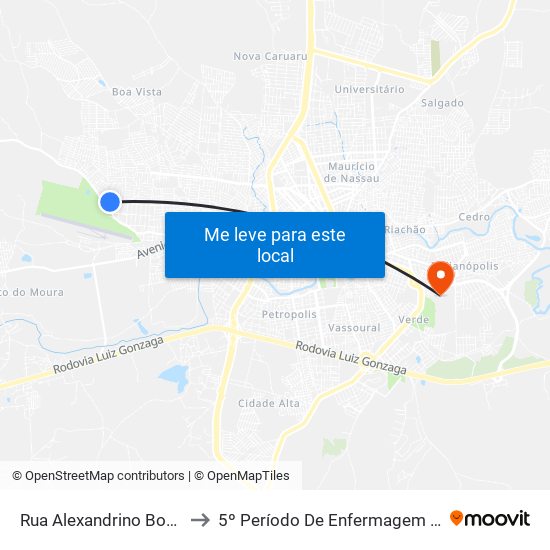 Rua Alexandrino Boa Ventura, 881 to 5º Período De Enfermagem - UNIFAVIP I Devry map