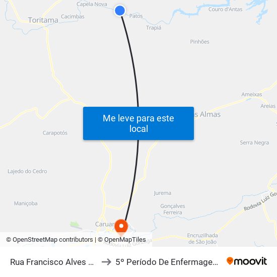 Rua Francisco Alves Nascimento, 329 to 5º Período De Enfermagem - UNIFAVIP I Devry map