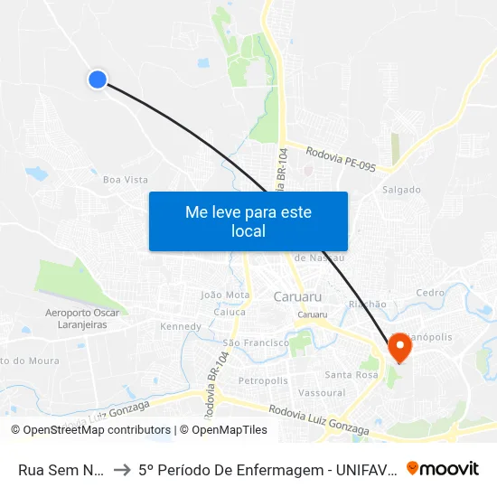 Rua Sem Nome to 5º Período De Enfermagem - UNIFAVIP I Devry map