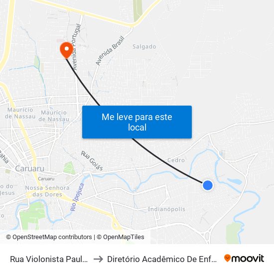 Rua Violonista Paulo Roberto Da Silva, 163-211 to Diretório Acadêmico De Enfermagem Irmã Ruth - Faculdade ASCES map