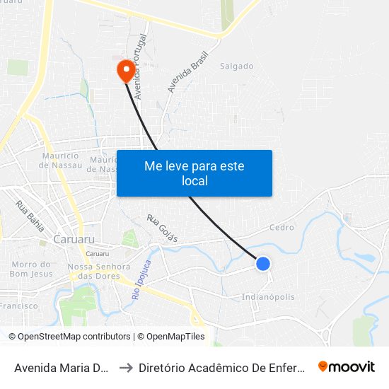 Avenida Maria De Souza Monteiro, 477 to Diretório Acadêmico De Enfermagem Irmã Ruth - Faculdade ASCES map