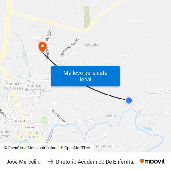 José Marcelino De Araújo, 1097 to Diretório Acadêmico De Enfermagem Irmã Ruth - Faculdade ASCES map