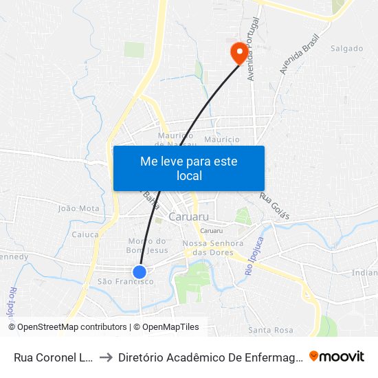 Rua Coronel Ludugero, 7-135 to Diretório Acadêmico De Enfermagem Irmã Ruth - Faculdade ASCES map