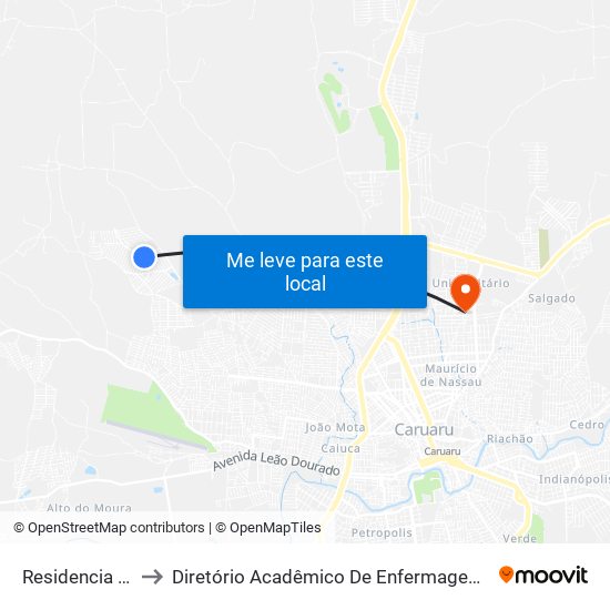 Residencia Xique Xique to Diretório Acadêmico De Enfermagem Irmã Ruth - Faculdade ASCES map