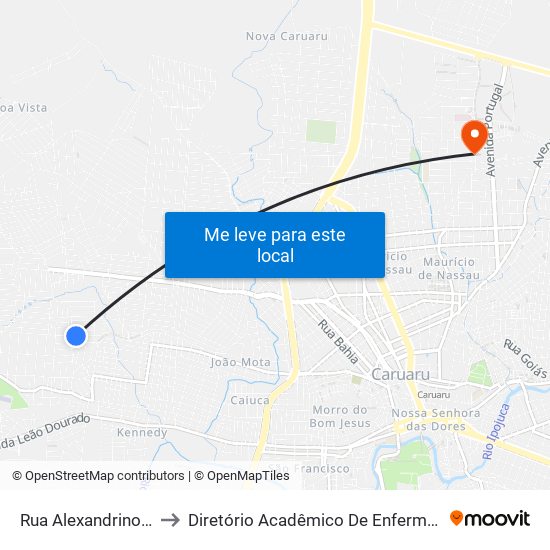 Rua Alexandrino Boa Ventura, 196a to Diretório Acadêmico De Enfermagem Irmã Ruth - Faculdade ASCES map