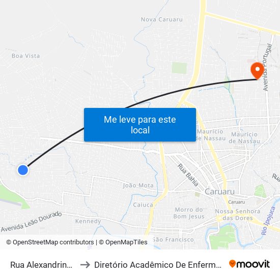 Rua Alexandrino Boa Ventura, 401 to Diretório Acadêmico De Enfermagem Irmã Ruth - Faculdade ASCES map