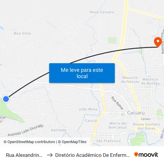 Rua Alexandrino Boa Ventura, 881 to Diretório Acadêmico De Enfermagem Irmã Ruth - Faculdade ASCES map