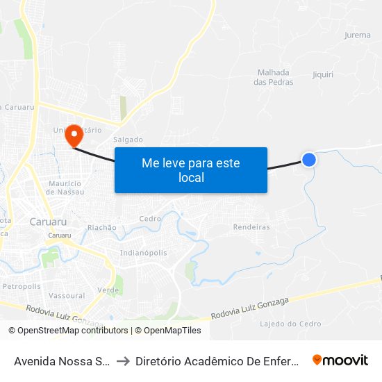 Avenida Nossa Senhora Das Dores, 77 to Diretório Acadêmico De Enfermagem Irmã Ruth - Faculdade ASCES map