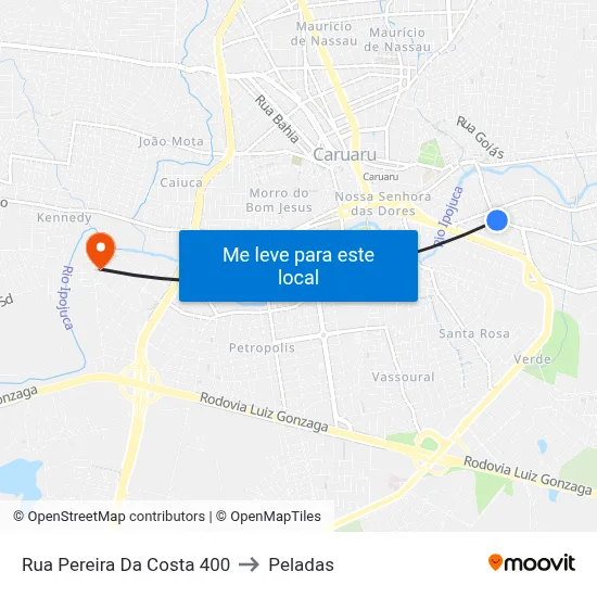 Rua Pereira Da Costa 400 to Peladas map