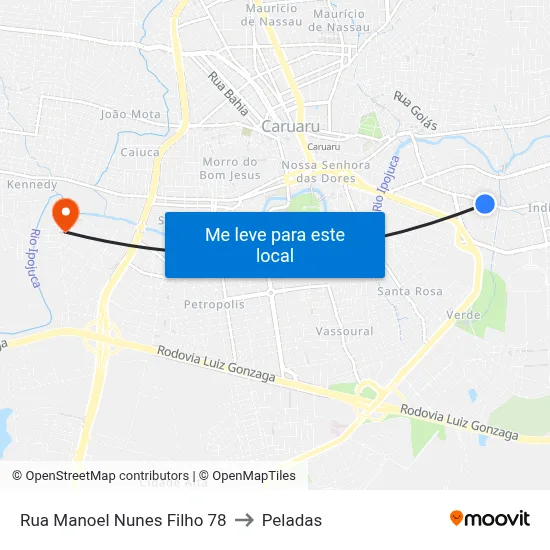 Rua Manoel Nunes Filho 78 to Peladas map