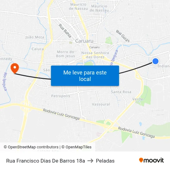 Rua Francisco Dias De Barros 18a to Peladas map
