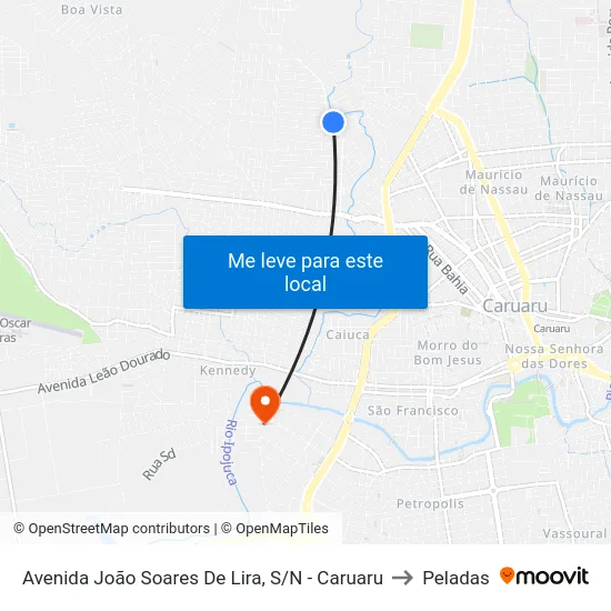 Avenida João Soares De Lira, S/N - Caruaru to Peladas map