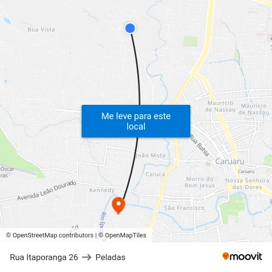 Rua Itaporanga 26 to Peladas map