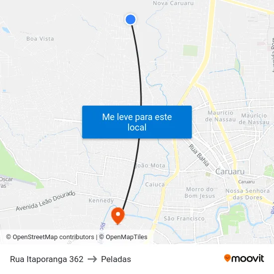 Rua Itaporanga 362 to Peladas map