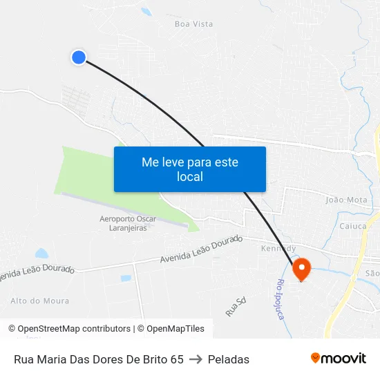Rua Maria Das Dores De Brito 65 to Peladas map