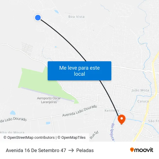 Avenida 16 De Setembro 47 to Peladas map