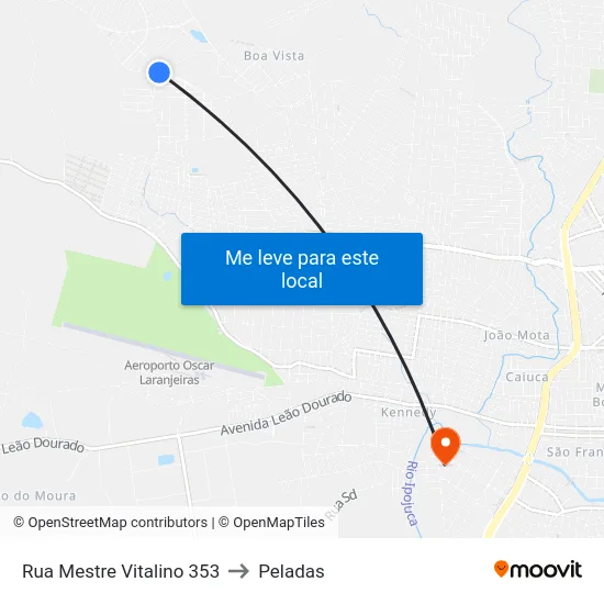 Rua Mestre Vitalino 353 to Peladas map