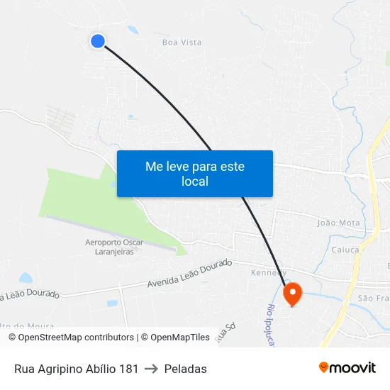 Rua Agripino Abílio 181 to Peladas map
