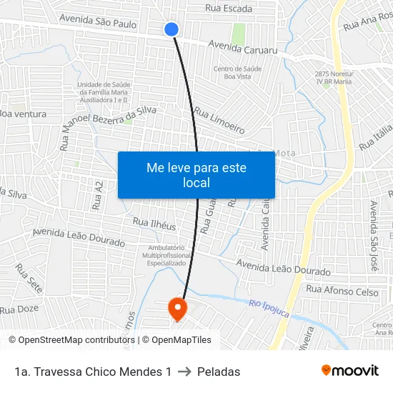 1a. Travessa Chico Mendes 1 to Peladas map