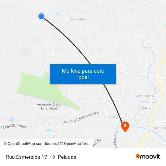 Rua Esmeralda 17 to Peladas map
