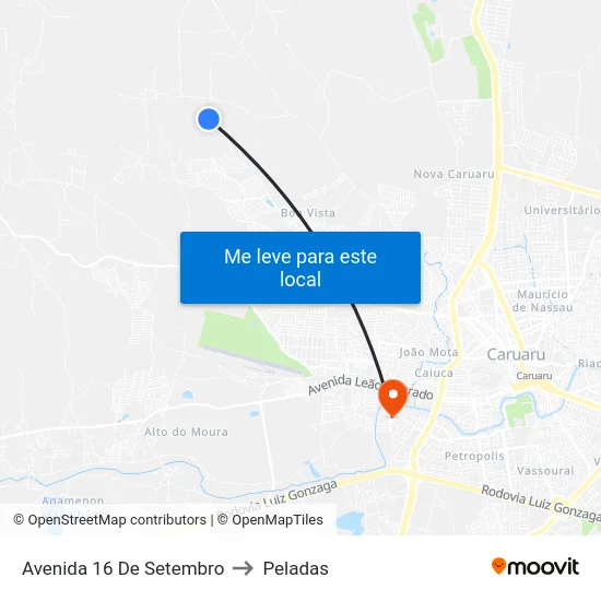 Avenida 16 De Setembro to Peladas map