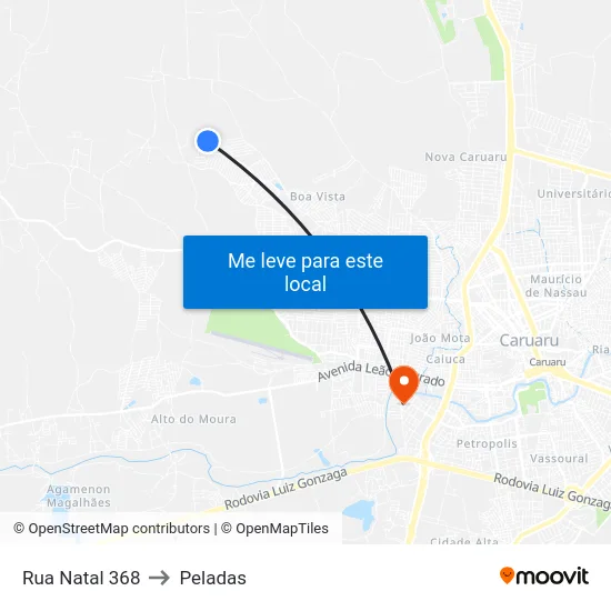 Rua Natal 368 to Peladas map