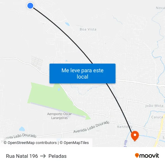Rua Natal 196 to Peladas map