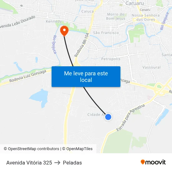 Avenida Vitória 325 to Peladas map