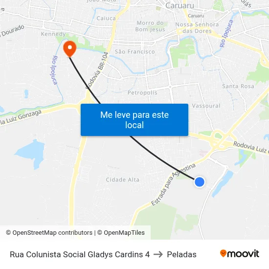 Rua Colunista Social Gladys Cardins 4 to Peladas map