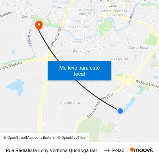 Rua Radialista Leny Verbena Queiroga Barros 201 to Peladas map