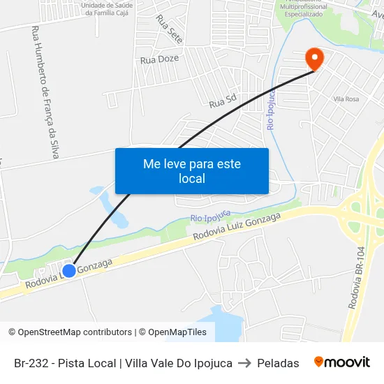 Br-232 - Pista Local | Villa Vale Do Ipojuca to Peladas map