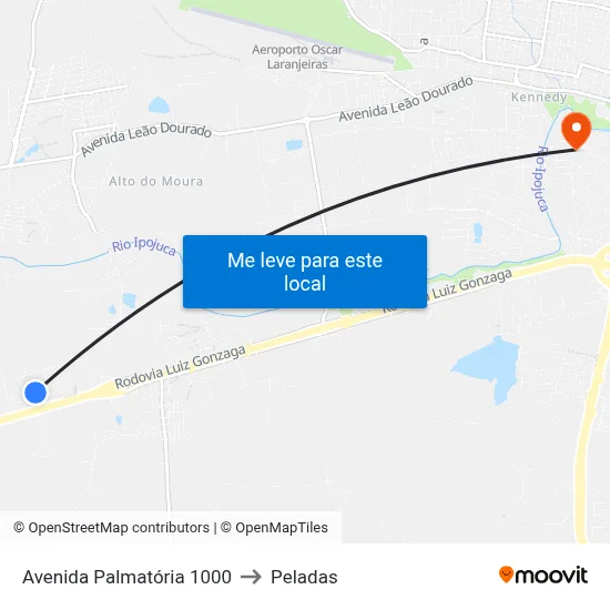 Avenida Palmatória 1000 to Peladas map