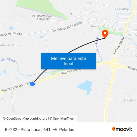 Br-232 - Pista Local, 641 to Peladas map