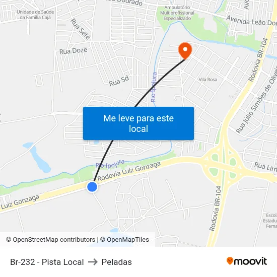 Br-232 - Pista Local to Peladas map