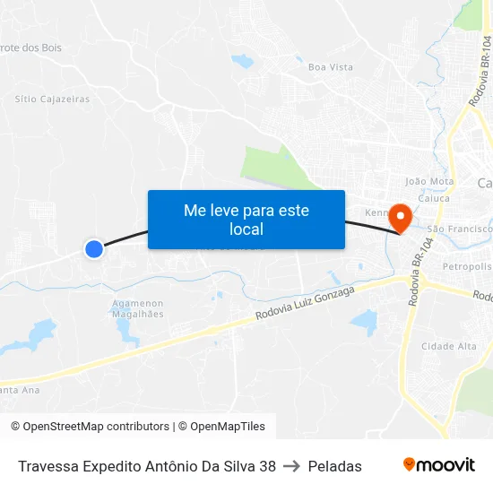 Travessa Expedito Antônio Da Silva 38 to Peladas map