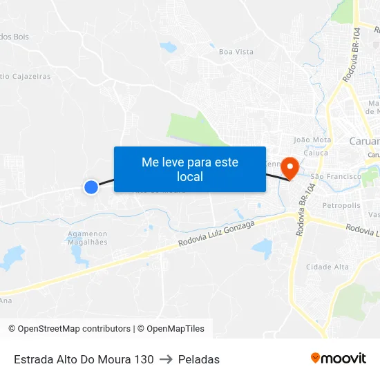 Estrada Alto Do Moura 130 to Peladas map