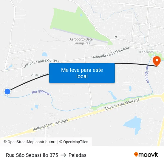 Rua São Sebastião 375 to Peladas map