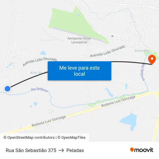 Rua São Sebastião 375 to Peladas map