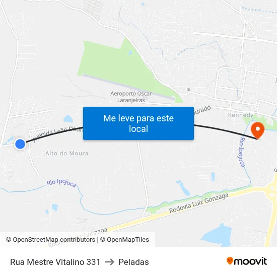Rua Mestre Vitalino 331 to Peladas map