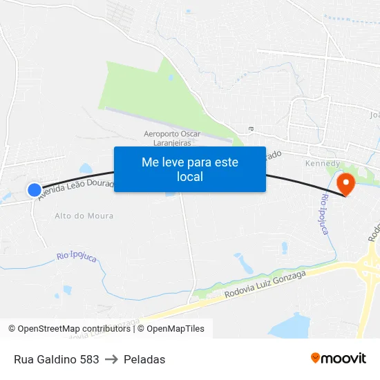 Rua Galdino 583 to Peladas map