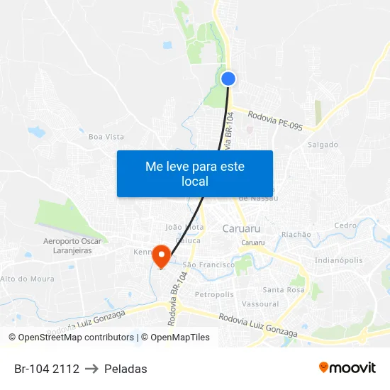 Br-104 2112 to Peladas map