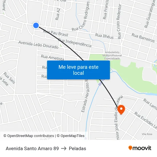 Avenida Santo Amaro 89 to Peladas map