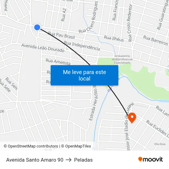 Avenida Santo Amaro 90 to Peladas map