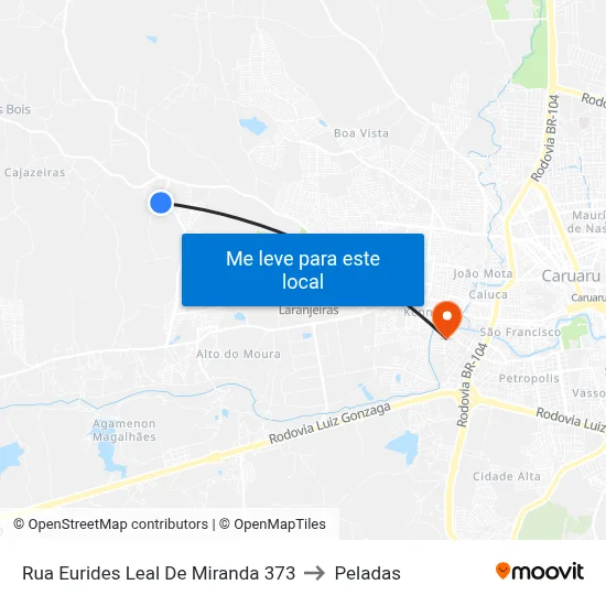 Rua Eurides Leal De Miranda 373 to Peladas map