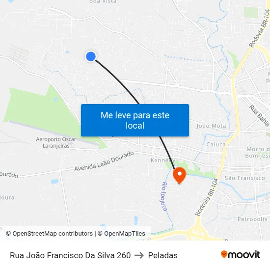 Rua João Francisco Da Silva 260 to Peladas map